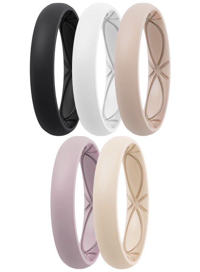 Egnaro 4/5/8 Variety Multipack Ergonomic Breathable Anniversary Rings, 6mm Wide - 2mm Thick Rubber Wedding bands women, silicone Rings Women with Half Size - Image 1